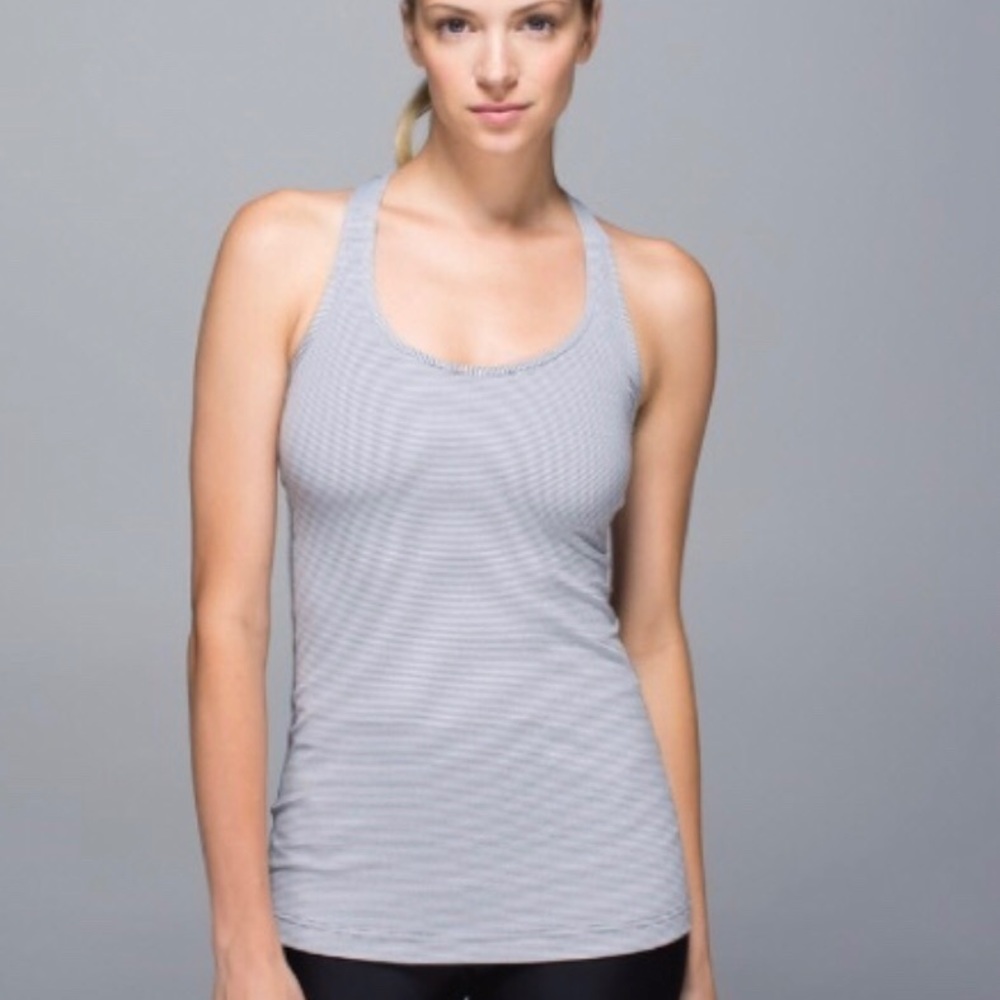 Lululemon Cool Racerback Tank stripe Gray/White 2